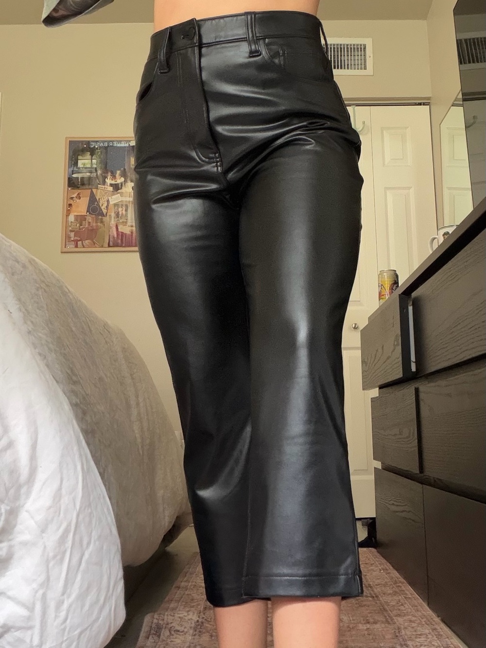 NWOT Abercrombie & Fitch Curve Love Vegan Leather Ankle Straight Pants